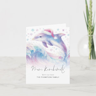 Dolphin Santa-hoed Meri Kirihimete Kerstmis gevouw Feestdagen Kaart