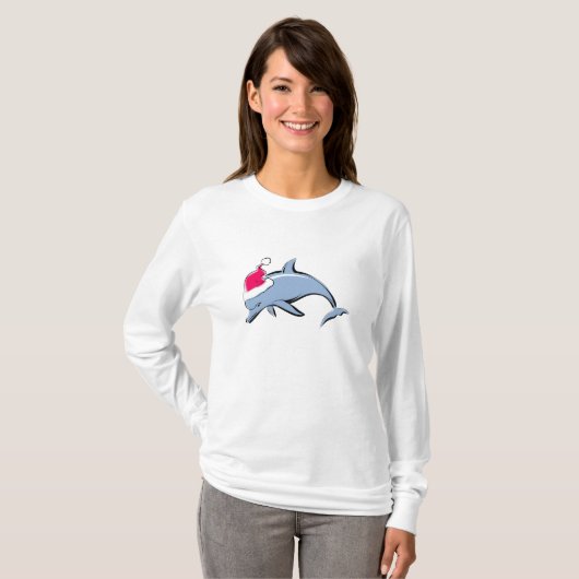 Dolphin Santa Kerstmis T-Shirt (Voorkant volledig)