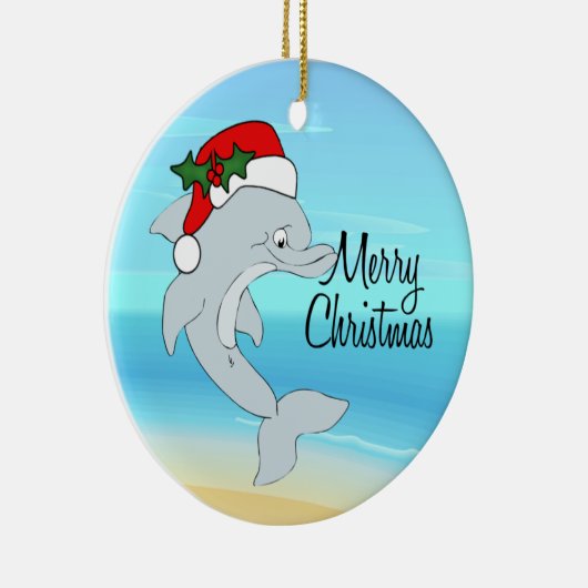Dolphin Santa Tropical Kerstversiering Keramisch Ornament (Rechts)