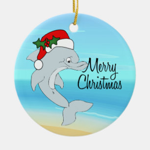 Dolphin Santa Tropical Kerstversiering Keramisch Ornament