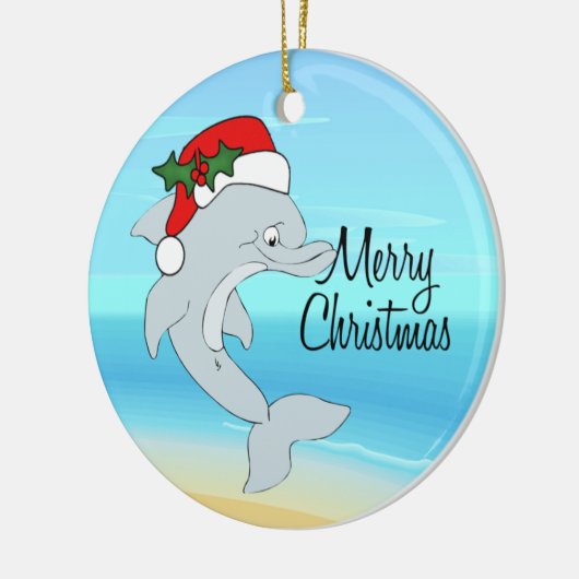 Dolphin Santa Tropical Kerstversiering Keramisch Ornament (Links)