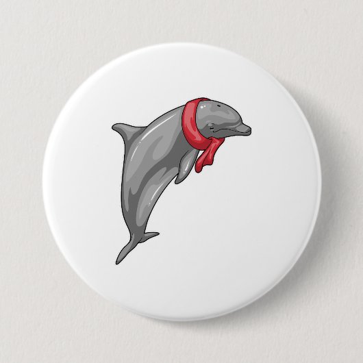Dolphin Scarf Ronde Button 7,6 Cm (Voorkant)