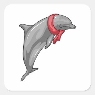 Dolphin Scarf Vierkante Sticker