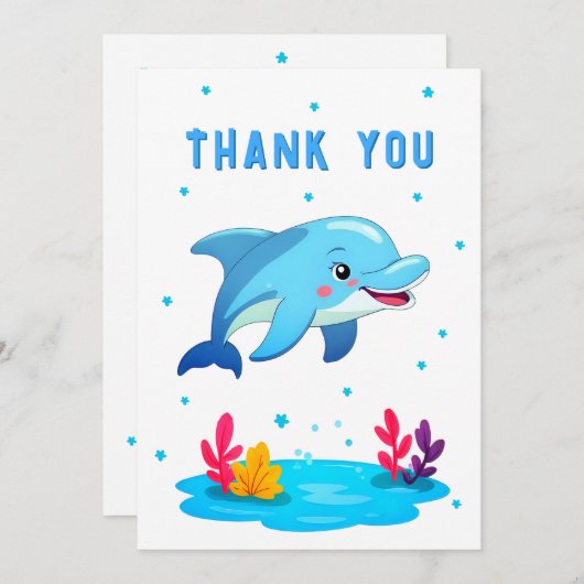 Dolphin Sea Animals Birthday Photo  Bedankkaart (Voorkant / Achterkant)