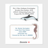 Dolphin Seahorse Large Pre-print Mailing Labels (Vel)