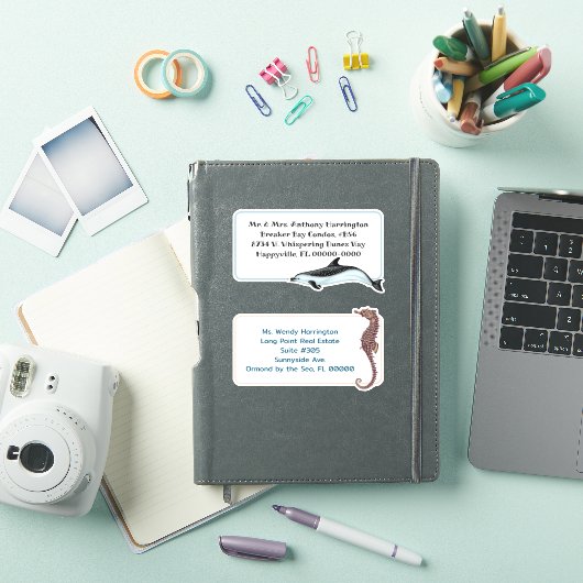 Dolphin Seahorse Large Pre-print Mailing Labels (iPad Cover)