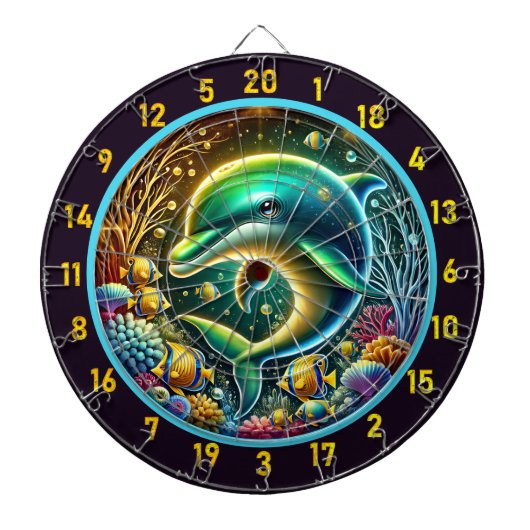 Dolphin Serenity Coral Reef Dartboard Dartbord (Voorkant)