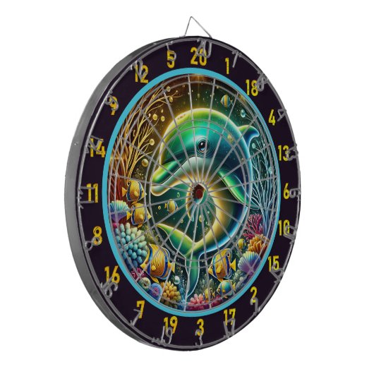Dolphin Serenity Coral Reef Dartboard Dartbord (Voorkant Links)