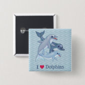 Dolphin-serie Vierkante Button 5,1 Cm (Voorkant /achterkant)