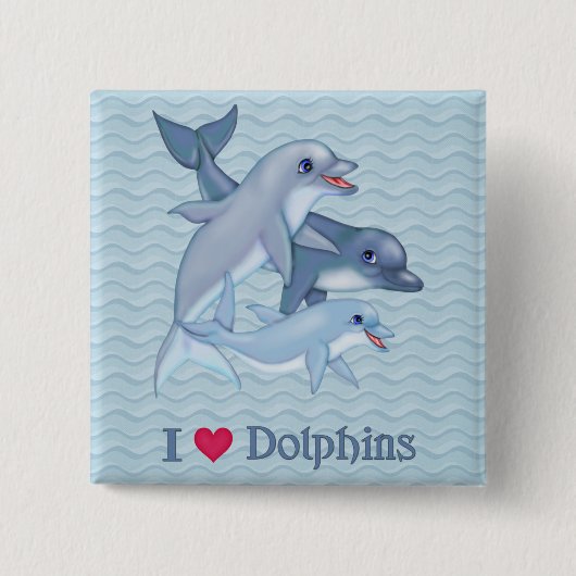 Dolphin-serie Vierkante Button 5,1 Cm (Voorkant)