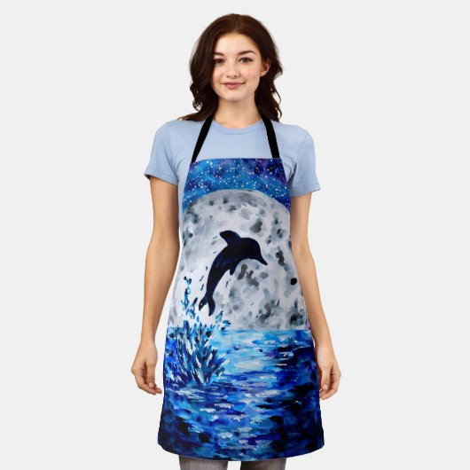 Dolphin Silhouette Ocean en Moon Schort (Gedragen)