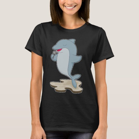 Dolphin Singer Microfoon Muziek T-shirt (Voorkant)