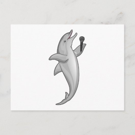 Dolphin Singer Microphone Briefkaart (Voorkant)