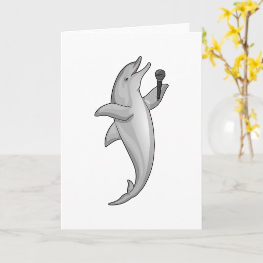 Dolphin Singer Microphone Kaart (Gele Bloem)