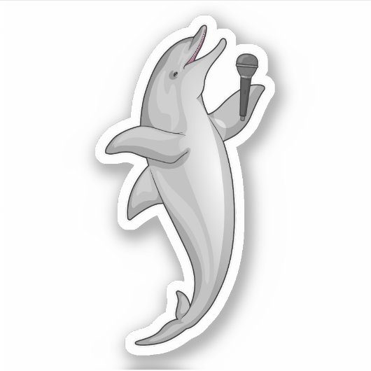 Dolphin Singer Microphone Sticker (Voorkant)