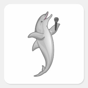 Dolphin Singer Microphone Vierkante Sticker