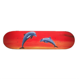 Dolphin Skateboard sunset Dolphins Art Skateboard