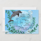 Dolphin Snow Wereldbol Birthday Party Invitations Kaart (Voorkant)