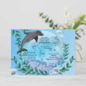 Dolphin Snow Wereldbol Birthday Party Invitations Kaart (Staand voorkant)