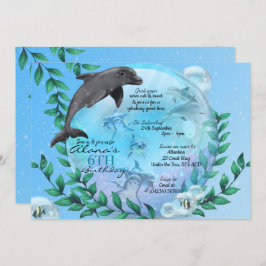 Dolphin Snow Wereldbol Birthday Party Invitations Kaart