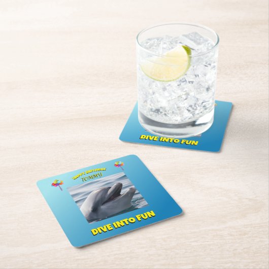 Dolphin Splash Birthday Kartonnen Onderzetters (Insitu)