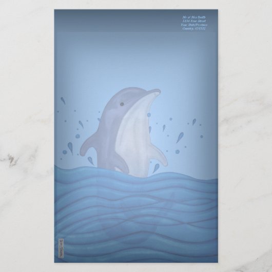 Dolphin Splash Briefpapier (Voorkant)