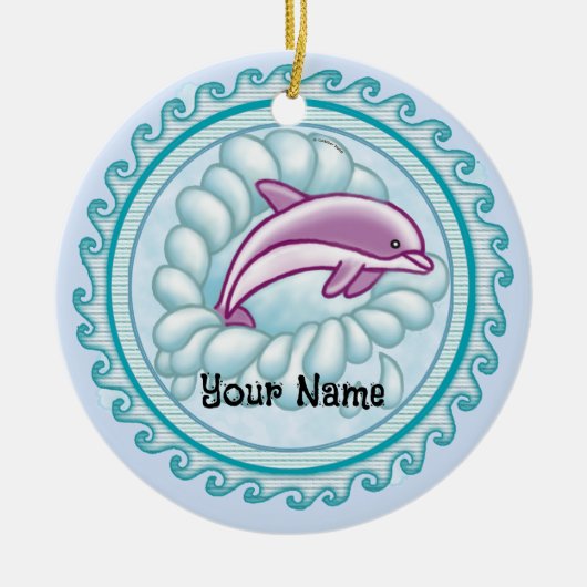 Dolphin Splash Keramisch Ornament (Voorkant)