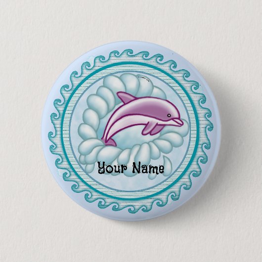 Dolphin Splash Ronde Button 5,7 Cm (Voorkant)