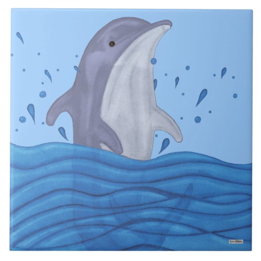 Dolphin Splash Tegeltje (Voorkant)