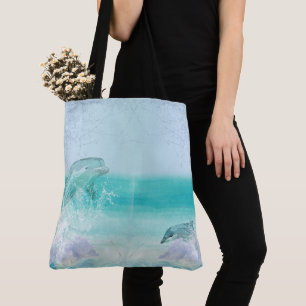 Dolphin Splash Tote Bag
