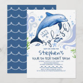 Dolphin Splash | Zompool Birthday Party Kaart (Voorkant / Achterkant)