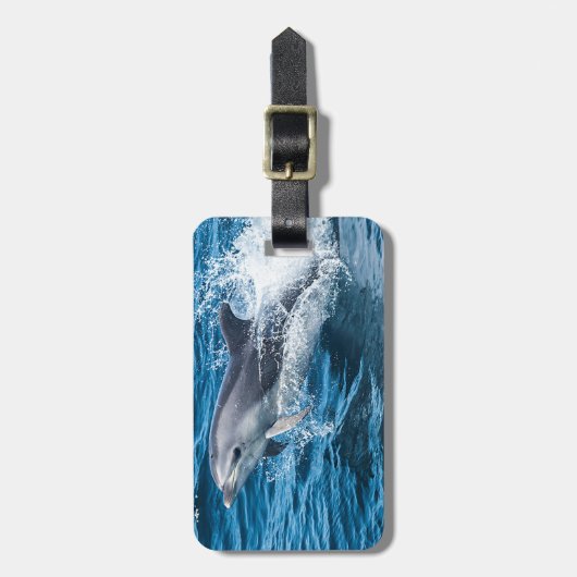 Dolphin Splashing Bagagelabel (Voorkant verticaal)