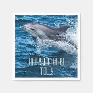 Dolphin Splashing Custom Birthday Party Servet