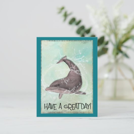 Dolphin Splashing heeft een geweldige dag Briefkaart (Staand voorkant)