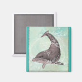 Dolphin Splashing in Aqua Green Water Magneet (Voorkant / Achterkant)