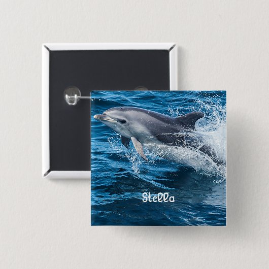 Dolphin Splashing Persoonlijke Button (Voorkant /achterkant)