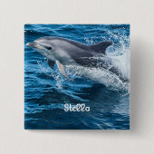Dolphin Splashing Persoonlijke Button (Voorkant)
