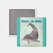 Dolphin Splashing rond aquarium met een grote voge Magneet (Voorkant / Achterkant)