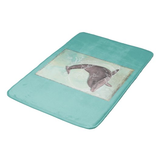Dolphin Splashing rond in Koel Groen Water Badmat (Gekanteld)