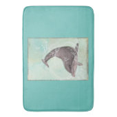 Dolphin Splashing rond in Koel Groen Water Badmat (Voorkant Verticaal)