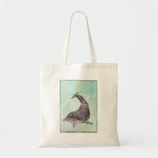Dolphin Splashing rond in Koel Groen Water Tote Bag (Voorkant)