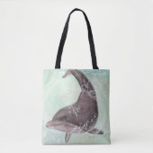 Dolphin Splashing rond in Koel Groen Water Tote Bag (Voorkant)