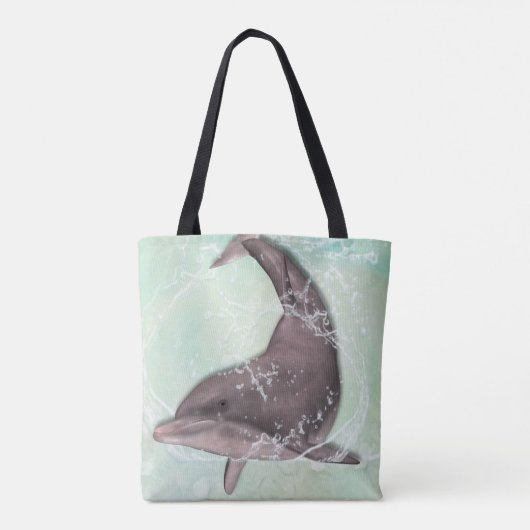 Dolphin Splashing rond in Koel Groen Water Tote Bag (Achterkant)
