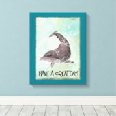 Dolphin Splashing Rond Zaaien hebben een geweldige Canvas Afdruk (Insitu (Houten vloer))