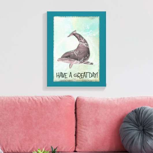 Dolphin Splashing Rond Zaaien hebben een geweldige Canvas Afdruk (Insitu (Woonkamer))