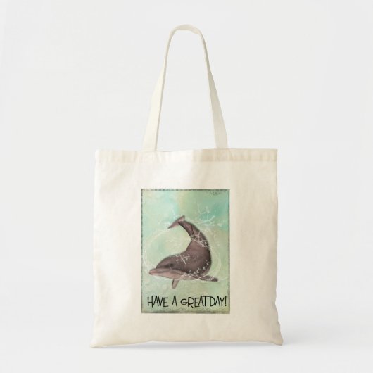 Dolphin Splashing Rond Zaaien hebben een geweldige Tote Bag (Voorkant)