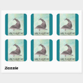 Dolphin Splashing Rond Zaaien hebben een geweldige Vierkante Sticker (Vel)