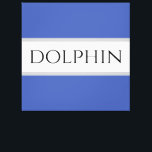DOLPHIN Sportief Fun Zomer Blauw Wit Grijs Strepen Canvas Afdruk<br><div class="desc">Klasse sterk vet lettertype in een gemarkeerde brede witte streep tegen medium blauwe achtergronden met "DOLPHIN" tekst. De tekst is optioneel en kan gepersonaliseerd worden.</div>