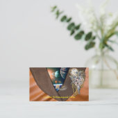 Dolphin Steampunk op visitekaartje van leder (Staand voorkant)