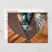 Dolphin Steampunk Time on Leather Texture Briefkaart (Voorkant / Achterkant)